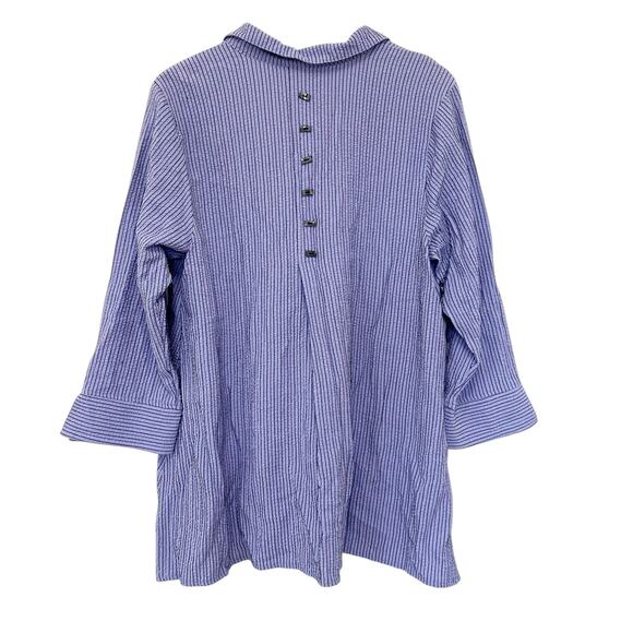 Habitat Purple Black Striped Button Down Blouse Sz XL - Picture 6 of 6